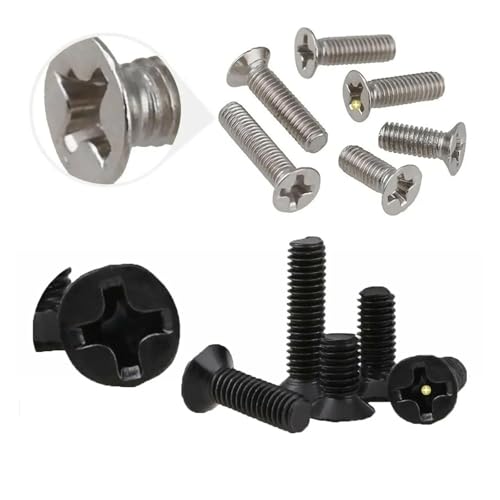 Flachkopf-Notebookschrauben, Mikroschrauben M1.4 M1.6 M2 M2.5 M3 M4 M5, Schwarz-Weiß-Zink-Nickel-Kreuz-Senkkopfschrauben(Black Zinc,M5x20(50pcs)) von HEXHUASR
