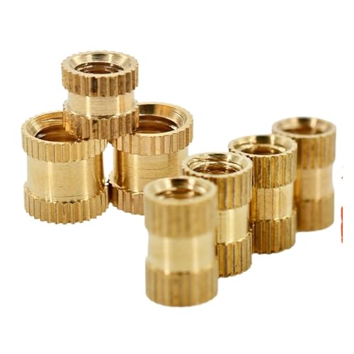 HEXHUASR 200 STÜCKE M2 M2.5 M3 M4 M6 M8 M10 Messing-Wärmeeinstellmutter durch Spritzguss Rändelgewinde Messing-Einbettmutter 3D-Drucker(M2 (OD4mm)) von HEXHUASR