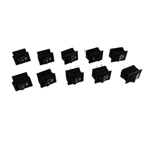 HEXHUASR Druckschalter 10x15mm SPST 2Pin 3A 250V KCD11 Snap-in Ein/Aus-Wippschalter 10MM * 15MM Schwarz Rot und Weiß(10pcs black) von HEXHUASR