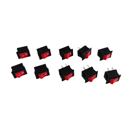 HEXHUASR Druckschalter 10x15mm SPST 2Pin 3A 250V KCD11 Snap-in Ein/Aus-Wippschalter 10MM * 15MM Schwarz Rot und Weiß(10pcs red) von HEXHUASR