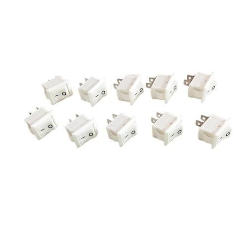 HEXHUASR Druckschalter 10x15mm SPST 2Pin 3A 250V KCD11 Snap-in Ein/Aus-Wippschalter 10MM * 15MM Schwarz Rot und Weiß(10pcs white) von HEXHUASR