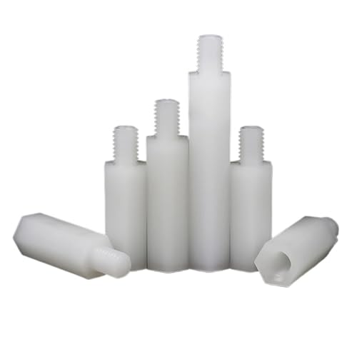 HEXHUASR Männlich zu Weiblich Sechskant-Nylon-Motherboard-Abstandshalter-Board-Rack-Bolzen-Säulenabstandsschrauben PCB-Isolierungsschrauben M2 M2.5 M3 M4 M5 M6(White,6MM_ M5(Head 7MMM) 10PCS) von HEXHUASR