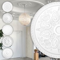 HEXIM Perfect Stuckrosette aus PU, B2016 bis B3046 weiß - Deckenrosette Stuck Wanddeko Wohnzimmer: B3015 - Ø 830mm von HEXIM PERFECT