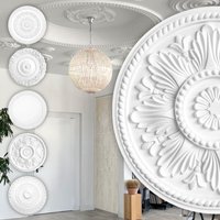HEXIM Perfect Stuckrosette aus PU, B2016 bis B3046 weiß - Deckenrosette Stuck Wanddeko Wohnzimmer: B3018 - Ø 460mm von HEXIM PERFECT