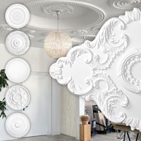 Hexim Perfect - Stuckrosette aus pu, B2016 bis B3046 weiß - Deckenrosette Stuck Wanddeko Wohnzimmer: B2023 - 940 x 660mm von HEXIM PERFECT