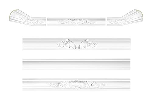 HEXIM Gemusterte Ecken mit passenden Stuckleisten aus PU - 2 Größen im mordernen und traditionellem Design - (AB157) Stuckprofil Winkelleisten Zierprofile von HEXIM Perfect