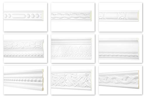 HEXIM Perfect 2 Meter Flachprofile - große Auswahl, Serie 2 (AC260-25x16mm) - Stuckprofil aus PU gemustert, weiß, stoßfest - Flachleiste Dekorleiste Wandleiste Zierprofile von HEXIM Perfect
