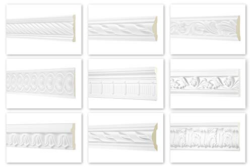 HEXIM Perfect 2 Meter Flachprofile - große Auswahl (AC239-75x16 mm) Stuckprofil aus PU gemustert, weiß, Deckenleiste Flachleiste Wandleiste Profil von HEXIM Perfect