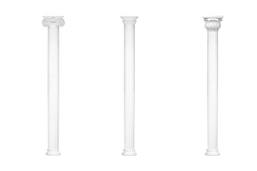 Halbsäule | rund | kanneliert | vorgrundierte Oberfläche | stoßfest | Klassisch | Barock | Dekosäule | Stuck | weiß | PU | N3318H Set 3 | 180 mm von HEXIM Perfect