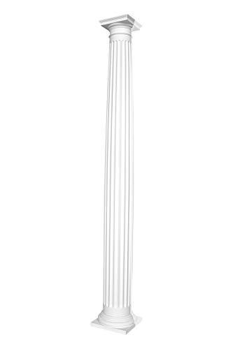 Halbsäule | rund | kanneliert | vorgrundierte Oberfläche | stoßfest | klassisch | Barock | Dekosäule | Stuck | weiß | PU | N3120H Set | 203 mm von HEXIM Perfect