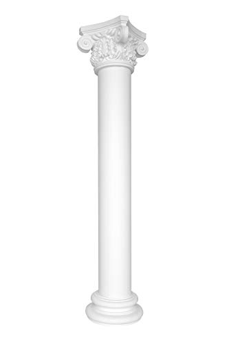 Säule | rund | glatt | vorgrundierte Oberfläche | stoßfest | Klassisch | Barock | Dekosäule | Stuck | weiß | PU | N3230F Set | 300 mm von HEXIM Perfect