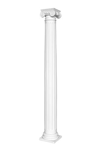 Säule | rund | kanneliert | vorgrundierte Oberfläche | stoßfest | Klassisch | Barock | Dekosäule | Stuck | weiß | PU | N3215F Set | 152 mm von HEXIM Perfect