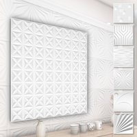 3D Wandpaneele aus pvc Kunststoff - weiße Wandverkleidung mit 3D Optik - Abstrakte Motive: 1 Platte / Muster, HD003-1 von HEXIM