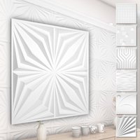 3D Wandpaneele aus PVC Kunststoff - weiße Wandverkleidung mit 3D Optik - Abstrakte Motive: 1 Platte / Muster, HD126 von HEXIM