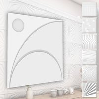 3D Wandpaneele aus PVC Kunststoff - weiße Wandverkleidung mit 3D Optik - Abstrakte Motive: 1 Platte / Muster, HD129 von HEXIM
