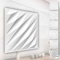 3D Wandpaneele aus PVC Kunststoff - weiße Wandverkleidung mit 3D Optik - Abstrakte Motive: 1 Platte / Muster, HD136 von HEXIM