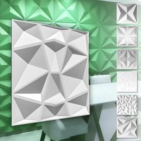 3D Wandpaneele aus pvc Kunststoff - weiße Wandverkleidung mit 3D Optik - Diamond Motive: 1 Platte / Muster, HD094 von HEXIM