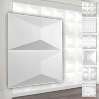 3D Wandpaneele aus pvc Kunststoff - weiße Wandverkleidung mit 3D Optik - Pyramiden Motive: 1 Platte / Muster, HD028 von HEXIM