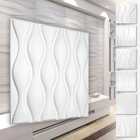 3D Wandpaneele aus pvc Kunststoff - weiße Wandverkleidung mit 3D Optik - Wave Motive: 1 Platte / Muster, HD052 von HEXIM