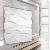 3D Wandpaneele aus pvc Kunststoff - weiße Wandverkleidung mit 3D Optik - Wave Motive: 1 Platte / Muster, HD124 von HEXIM
