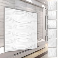 3D Wandpaneele aus pvc Kunststoff - weiße Wandverkleidung mit 3D Optik - Wave Motive: 1 Platte / Muster, HD130 von HEXIM