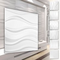 3D Wandpaneele aus pvc Kunststoff - weiße Wandverkleidung mit 3D Optik - Wave Motive: 1 Platte / Muster, HD143 von HEXIM