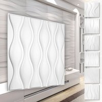 3D Wandpaneele aus pvc Kunststoff - weiße Wandverkleidung mit 3D Optik - Wave Motive: 2 qm 8 Platten, HD052 von HEXIM