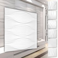 3D Wandpaneele aus pvc Kunststoff - weiße Wandverkleidung mit 3D Optik - Wave Motive: 2 qm 8 Platten, HD130 von HEXIM