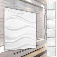 3D Wandpaneele aus pvc Kunststoff - weiße Wandverkleidung mit 3D Optik - Wave Motive: 2 qm 8 Platten, HD143 von HEXIM