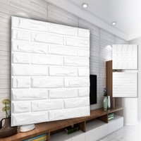 3D Wandpaneele aus pvc Kunststoff - weiße Wandverkleidung mit 3D Optik - Ziegel Motive: 1 Platte / Muster, HD100 von HEXIM