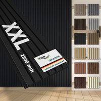 Hexim - Akustikpaneele 280x30cm Wandpaneele Grande Lamellen 0,85m² xxl Holzpaneel Wand 21mm Holz Filz: Black Ash, 1 Paneel - 0.854m² von HEXIM