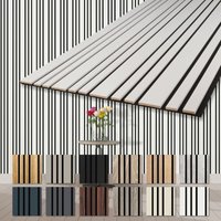 Akustikpaneele Holz Mila 278x60cm flexible Wandpaneele Kombipaneel 1,67 m² Wandpaneele mdf Akustikfilz: APM11 - White, 6 Paneele - 10.02m² - Hexim von HEXIM