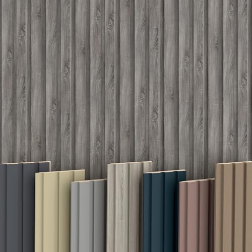BEATS Lamellen 2,75m HEXIM - MDF Holz Lamellenwand Wandpaneele Lamellenverkleidung Wandverkleidung Lamellenpaneele Holzpaneele Natur (16 Paneele & Zubehör, Beats Standard Vintage Oak) von HEXIM