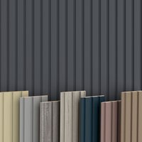 Beats Lamellen 2,75m Hexim mdf Holz Lamellenwand Wandverkleidung Lamellenpaneele Wand Paneele stoßfest: Black Lead, Set (191cm breit) von HEXIM