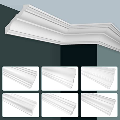 GRAND DECOR Stuckleisten Decke modern, PU Hartschaum weiß - 2m Deckenleisten glatt Eckleisten Polyurethan Kunststoff Stuck (2 Meter P835) von HEXIM