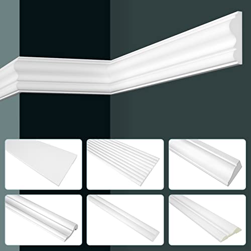 GRAND DECOR Stuckleisten Wand flach modern, PU Hartschaum weiß - 2m Wandleisten glatt Dekorleisten zum kleben Deckenstuck Deko (2 Meter CR934) von HEXIM