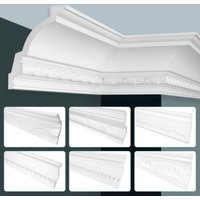 Grand decor Stuckleisten Decke Barock Stil, pu Hartschaum weiß - 2m Deckenleisten gemustert C-Serie: 2 Meter / 1 Leiste, C715 - 104x57mm von HEXIM