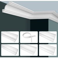 Hexim - grand decor Stuckleisten Decke modern, pu Hartschaum & Flexibel - 2m Deckenleisten glatt P-Serie: 10 Meter / 5 Leisten, P805 - 57x53mm von HEXIM