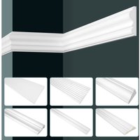 Grand decor Stuckleisten Wand flach modern, pu Hartschaum weiß - 2m Wandleisten glatt CR-Serie: Max. Paket (bester Meterpreis), CR873 - 49x20mm von HEXIM