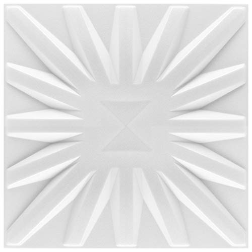 HEXIM 3D Wandpaneele, XPS Styropor weiß - 50x50cm Paneele Wandverkleidung (10qm Sun) Wanddeko Gaming Wohnzimmer Schlafzimmer Wandgestaltung von HEXIM