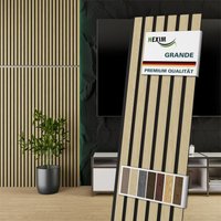 HEXIM Akustikpaneele 140x30cm Wandpaneele Grande Lamellen 0,42m² Holzpaneel Wand 21mm Holz Filz: Light Oak, 8 Paneele - 3.355m² HEXIM Akustikpaneele 140x30cm Wandpaneele Grande Lamellen 0,42m² Holzpaneel Wand 21mm Holz Filz: Light Oak, 8 Paneele - 3.355m² von HEXIM