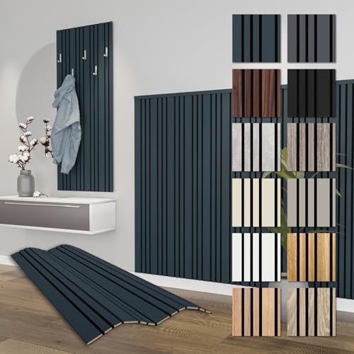 HEXIM Akustikpaneele Holz 138,5x60cm Mila - flexible Wandpaneele 8er Set (6,64m²) Wanddeko Holzpaneele Wand Kombipaneel Wandverkleidung Schalldämmung Akustikfilz blau Ocean von HEXIM