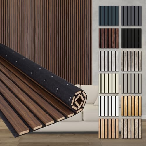 HEXIM Akustikpaneele Holz 278x60cm - Holzpaneele Wand Lamellenwand flexibel MDF Wandpaneele TV Wandverkleidung Holzwand Deko braun (1 Paneel / 1,67 m² Catania Oak - AP13) von HEXIM
