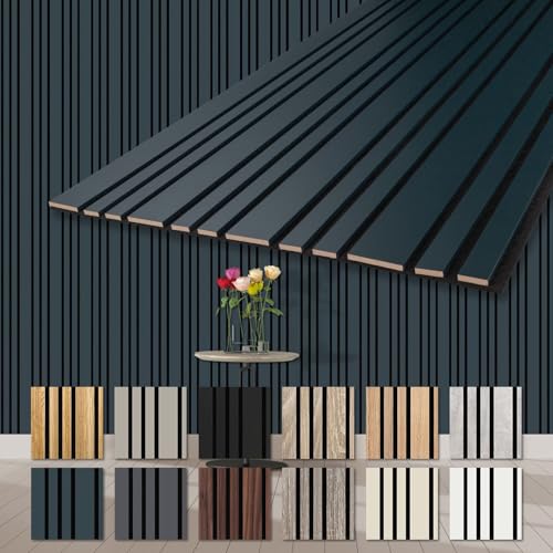 HEXIM Akustikpaneele Holz 278x60cm Mila - flexible Wandpaneele 2er Set (3,34m²) Wanddeko Holzpaneele Wand Kombipaneel Wandverkleidung Schalldämmung Akustikfilz blau Ocean von HEXIM
