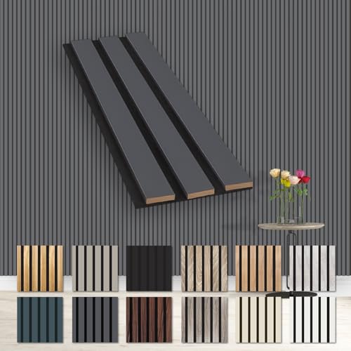 HEXIM Akustikpaneele Musterstück - flexible Lamellenwand Holz MDF Wandpaneele Lamellenverkleidung Wandverkleidung Innendekoration schalldämmend (Black Lead - AP05 / APH05 Musterstück) von HEXIM