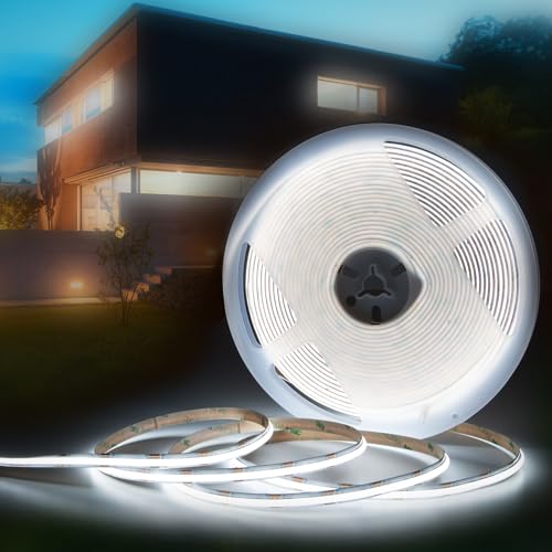 HEXIM COB LED Strip, 1-15 Meter LED Streifen, Auswahl: weiß/CCT/RGB, dimmbar 24V, IP20, 3000-6000K, Band 8mm breit, Leuchtband selbstklebend (1 Meter kaltweiß) von HEXIM