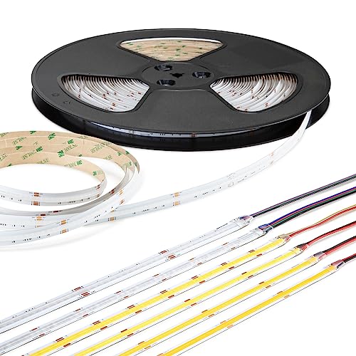 HEXIM COB LED Strip, 1-15 Meter LED Streifen, Auswahl: weiß/CCT/RGB, dimmbar 24V, IP20, 3000-6000K, Band 8mm breit, Leuchtband selbstklebend (13 Meter kaltweiß) von HEXIM