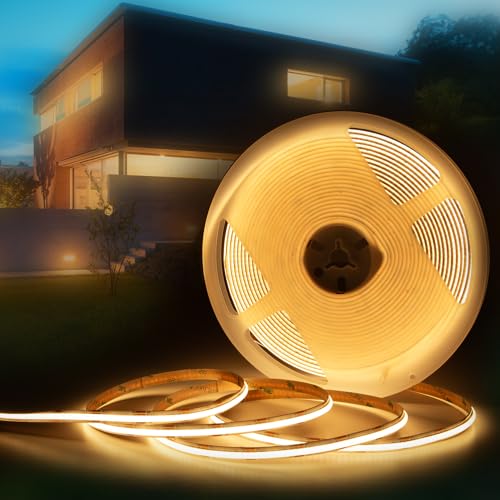 HEXIM COB LED Strip, 1-15 Meter LED Streifen, Auswahl: weiß/CCT/RGB, dimmbar 24V, IP20, 3000-6000K, Band 8mm breit, Leuchtband selbstklebend (7 Meter warmweiß) von HEXIM