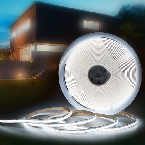 HEXIM COB LED Strip, 1-15 Meter LED Streifen, Auswahl: weiß/CCT/RGB, dimmbar 24V, IP20, 3000-6500K, Band 8mm breit, Lichtleiste lights stripe (0,5 Meter kaltweiß) von HEXIM