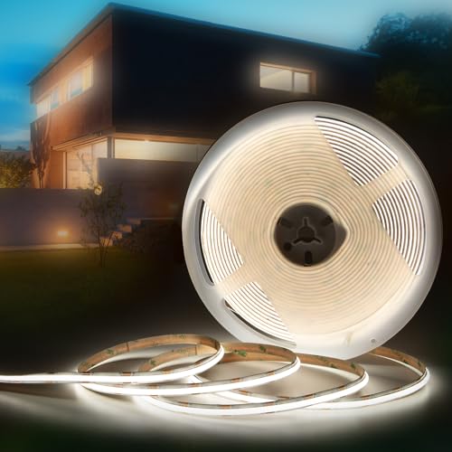 HEXIM COB LED Strip, 1-15 Meter LED Streifen, Auswahl: weiß/CCT/RGB, dimmbar 24V, IP20, 3000-6000K, Band 8mm breit, indirekte Beleuchtung (2 Meter neutralweiß) von HEXIM